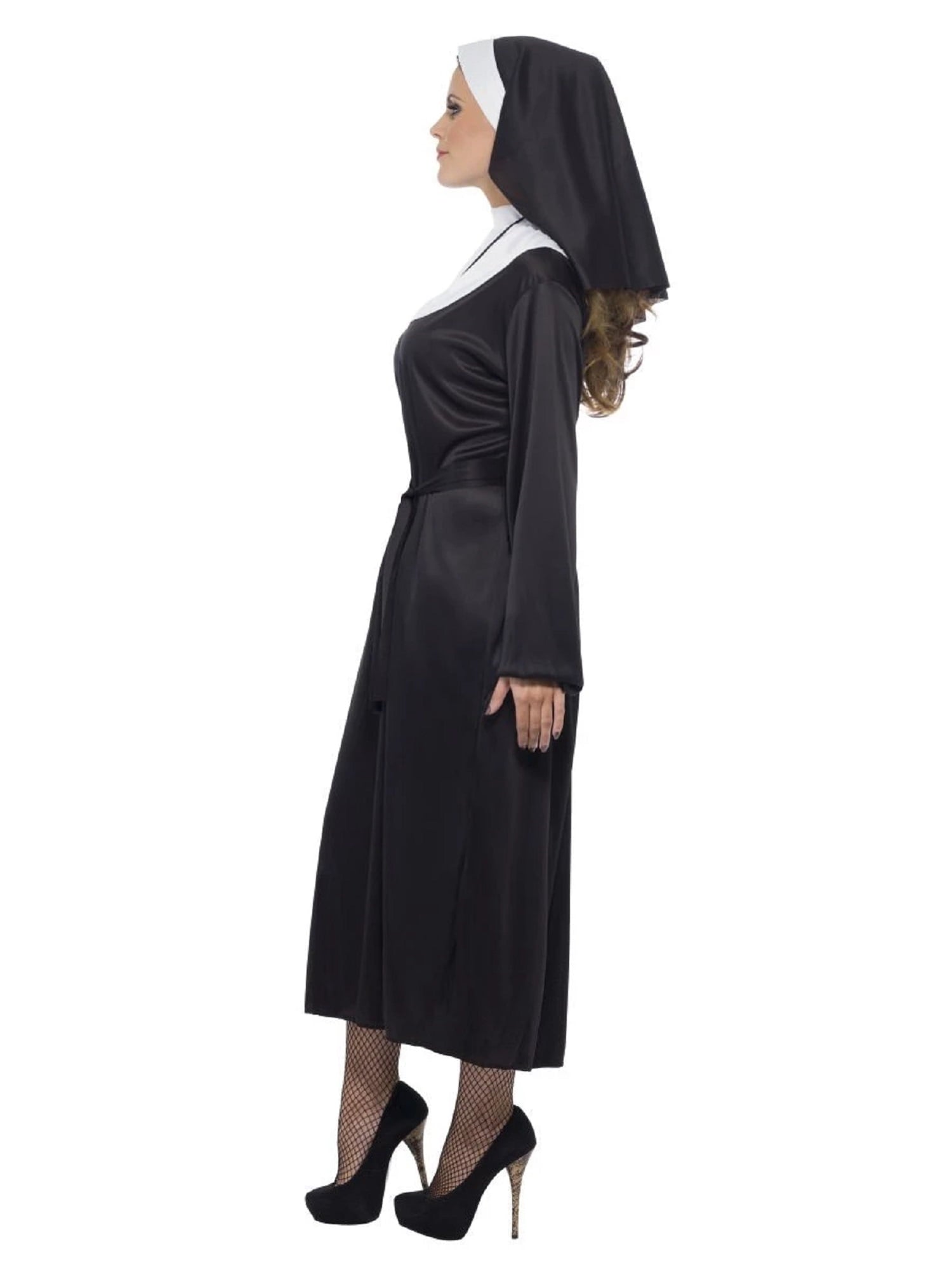 40" Black and White Nun Women Halloween Costume - Medium