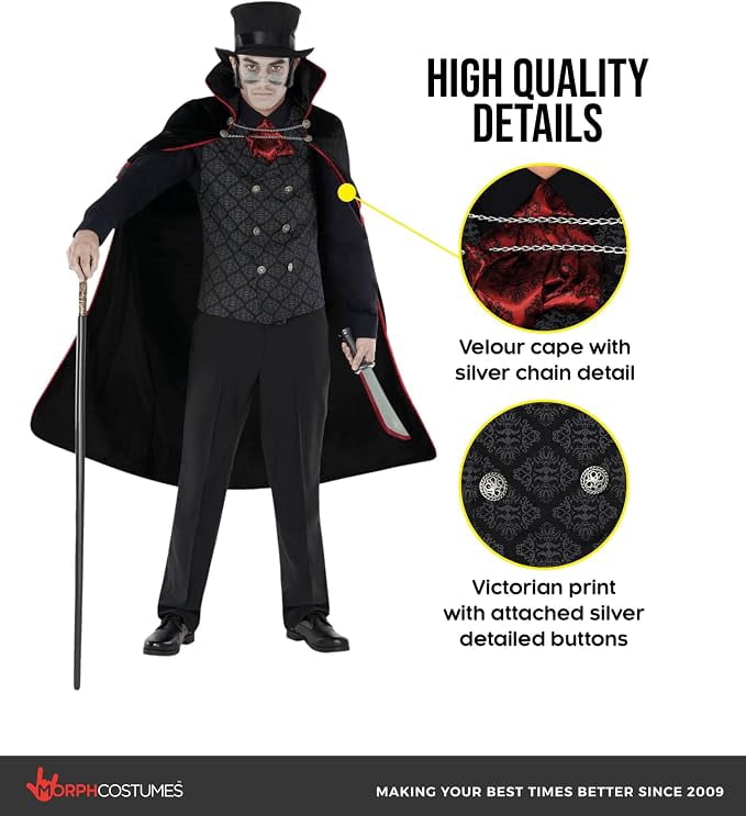  Mens Jack the Ripper Costume Adult Serial Killer Halloween Halloween Black M