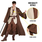  Mens Star Fantasy Knight Costume Adult Hooded Robe Halloween Fancy Dress Halloween Brown XL