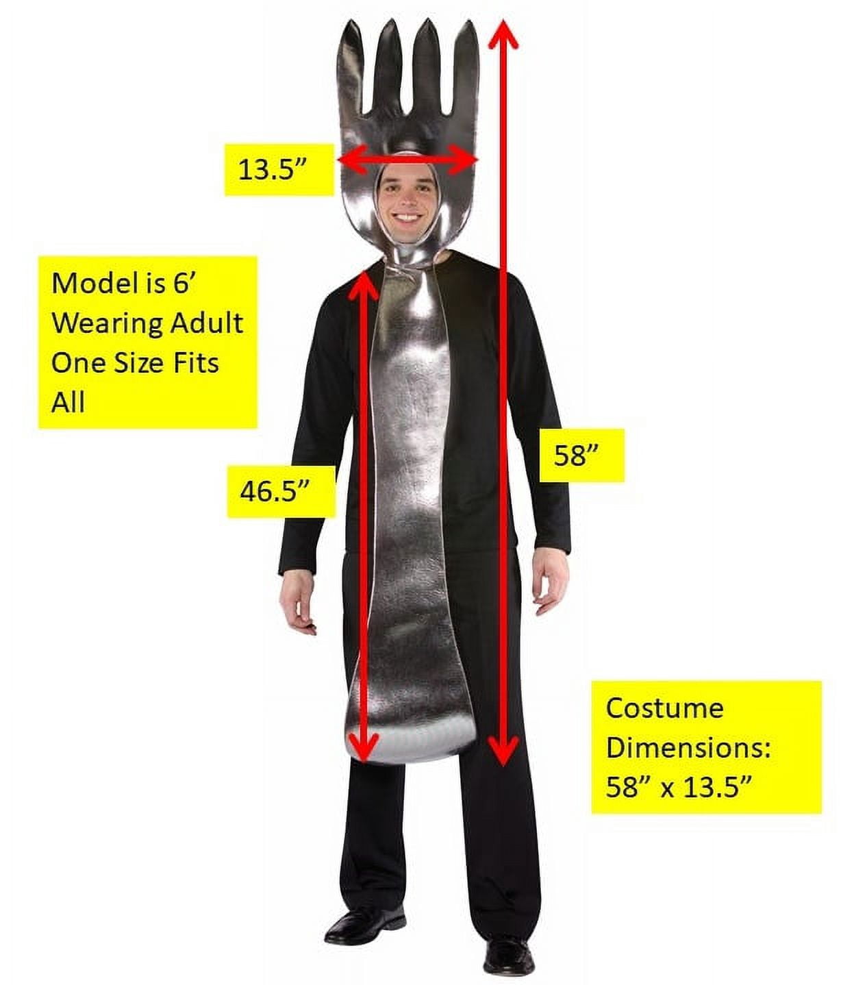  Fork Costume Adult Halloween, Silver, Fits Both Women and Men
