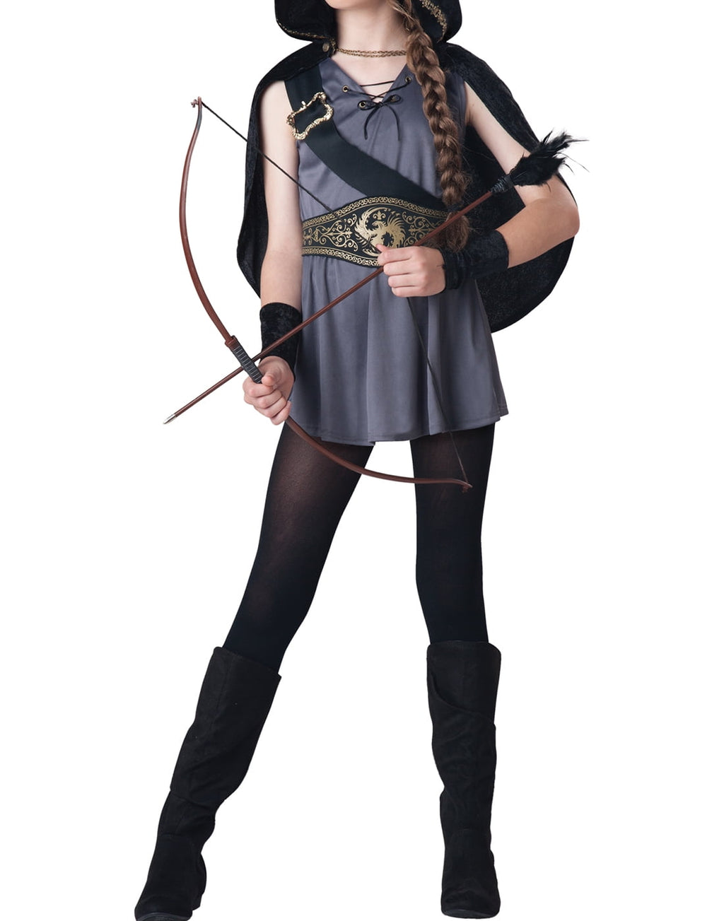  Hooded Huntress Halloween Fantasy Costume Female, Child 4-10, Multi-Color