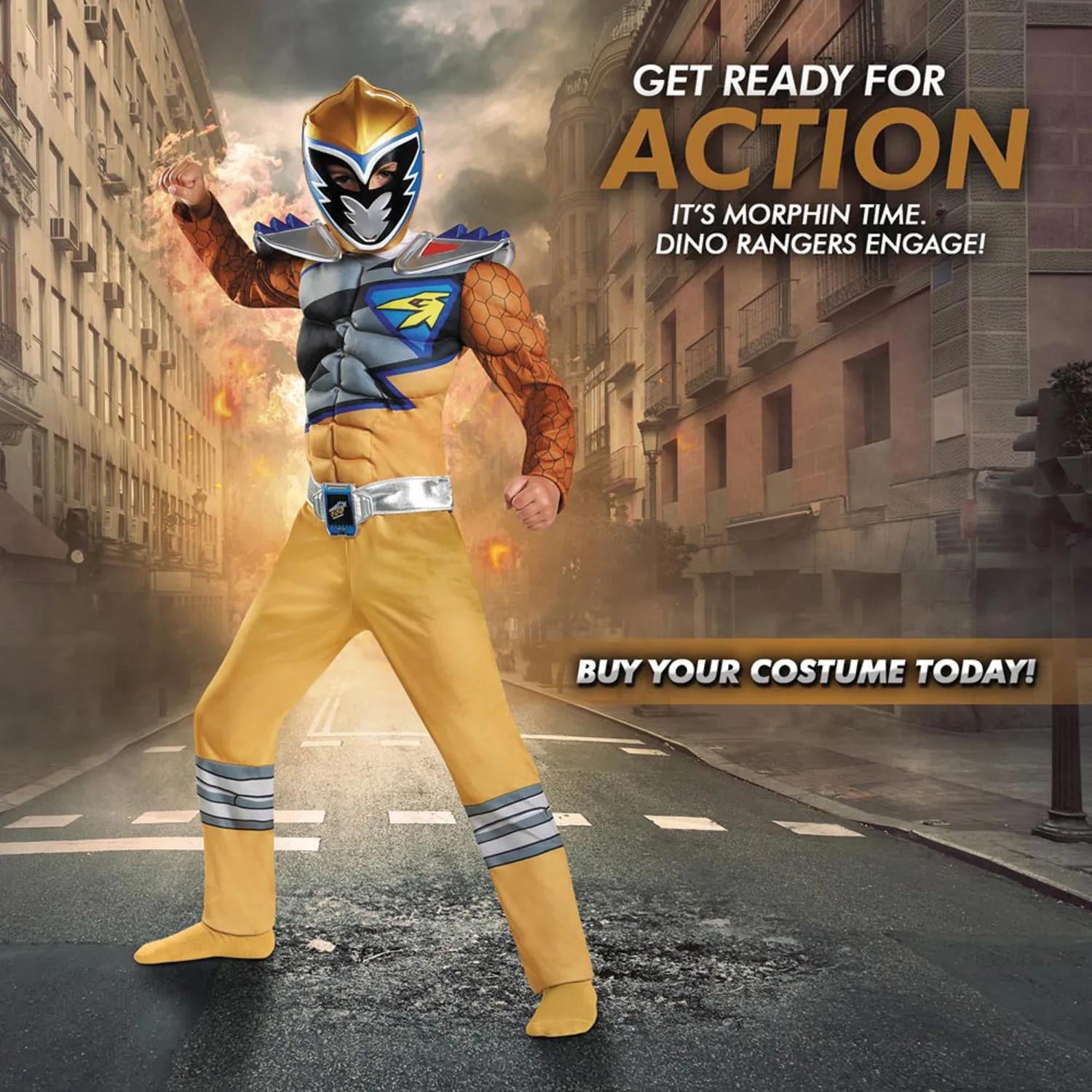 Boy\'s Gold Ranger Classic Muscle Halloween Costume - Dino Charge
