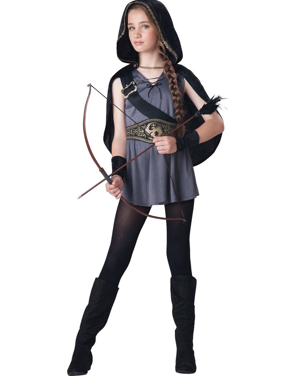  Hooded Huntress Halloween Fantasy Costume Female, Child 4-10, Multi-Color