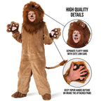  Deluxe Kids Lion Costume Boys Girls Animal Big Cat Halloween Fancy Dress Halloween Red M