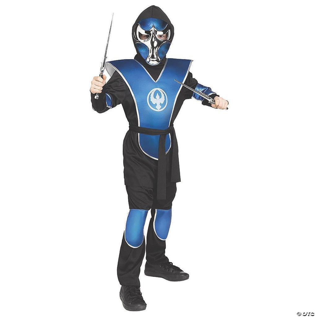 Raven Ninja Blue Chrome Costume Child Medium  Kids Halloween Warrior Outfit
