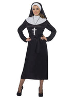 40" Black and White Nun Women Halloween Costume - Medium