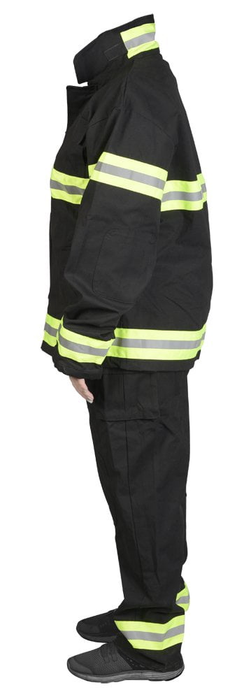  Jr. Firefighter Gear, Black, Adult Large, Pants, Coat, & Suspenders, Fits 5'8"+ *****HELMET SOLD SEPERATLY*****