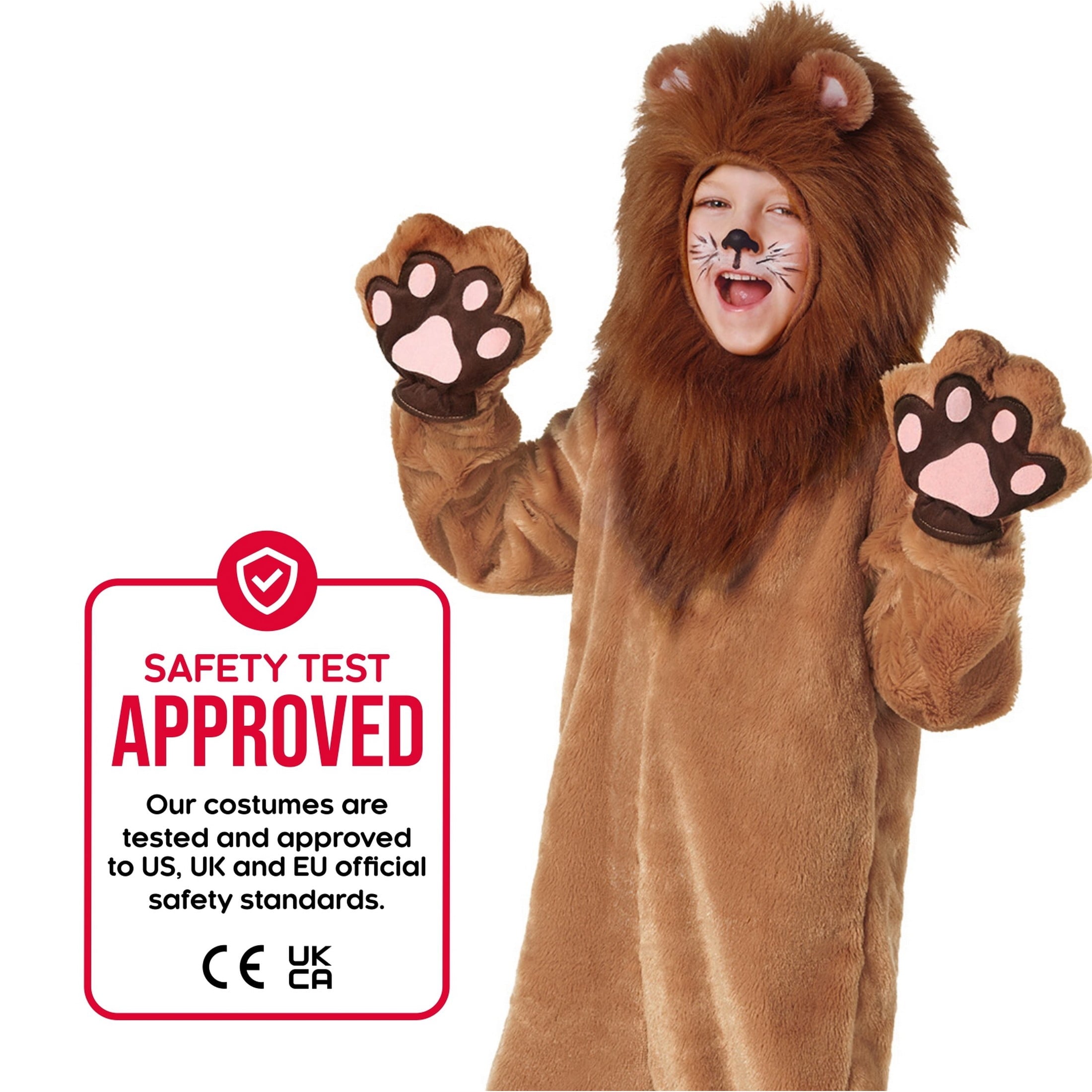 Deluxe Kids Lion Costume Boys Girls Animal Big Cat Halloween Fancy Dress Halloween Red M
