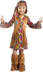 60s Peace And Love Hippie Girl's Toddler Costume 4T
