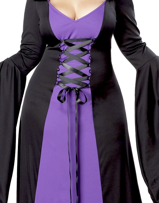 Womens Black Purple Hooded Robe Wicked Witch Halloween Plus Size Costume 2XL-3XL
