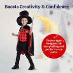  Magician Costume for Kids - Magician Cape, Hat and Wand Set - Magic Dress Up Costume for Boys and Girls Black
