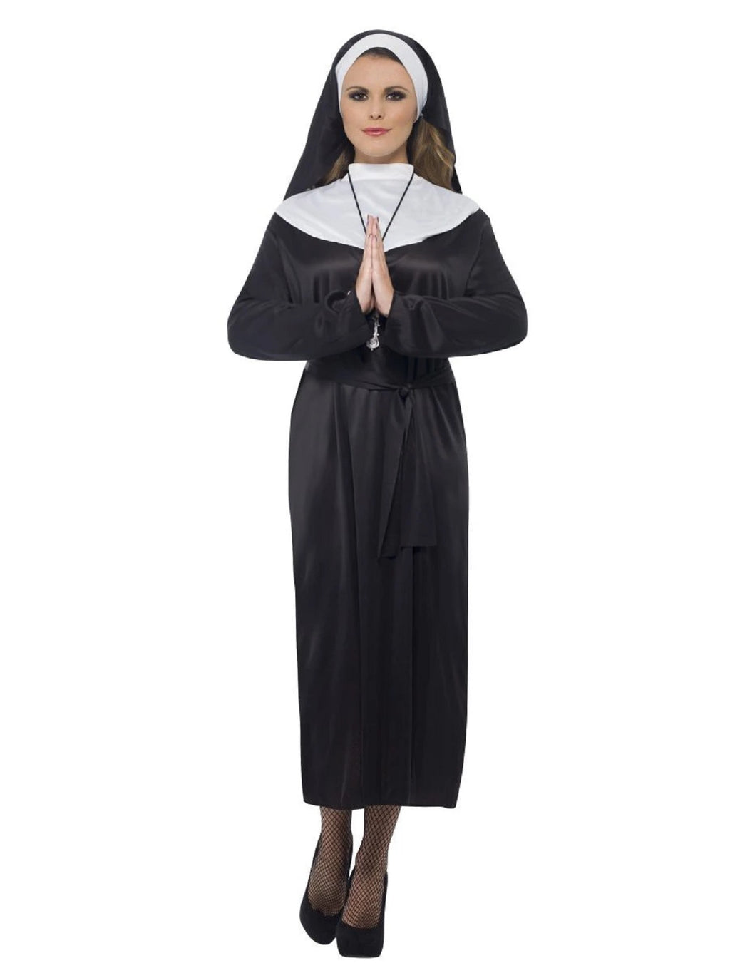 40" Black and White Nun Women Halloween Costume - Medium