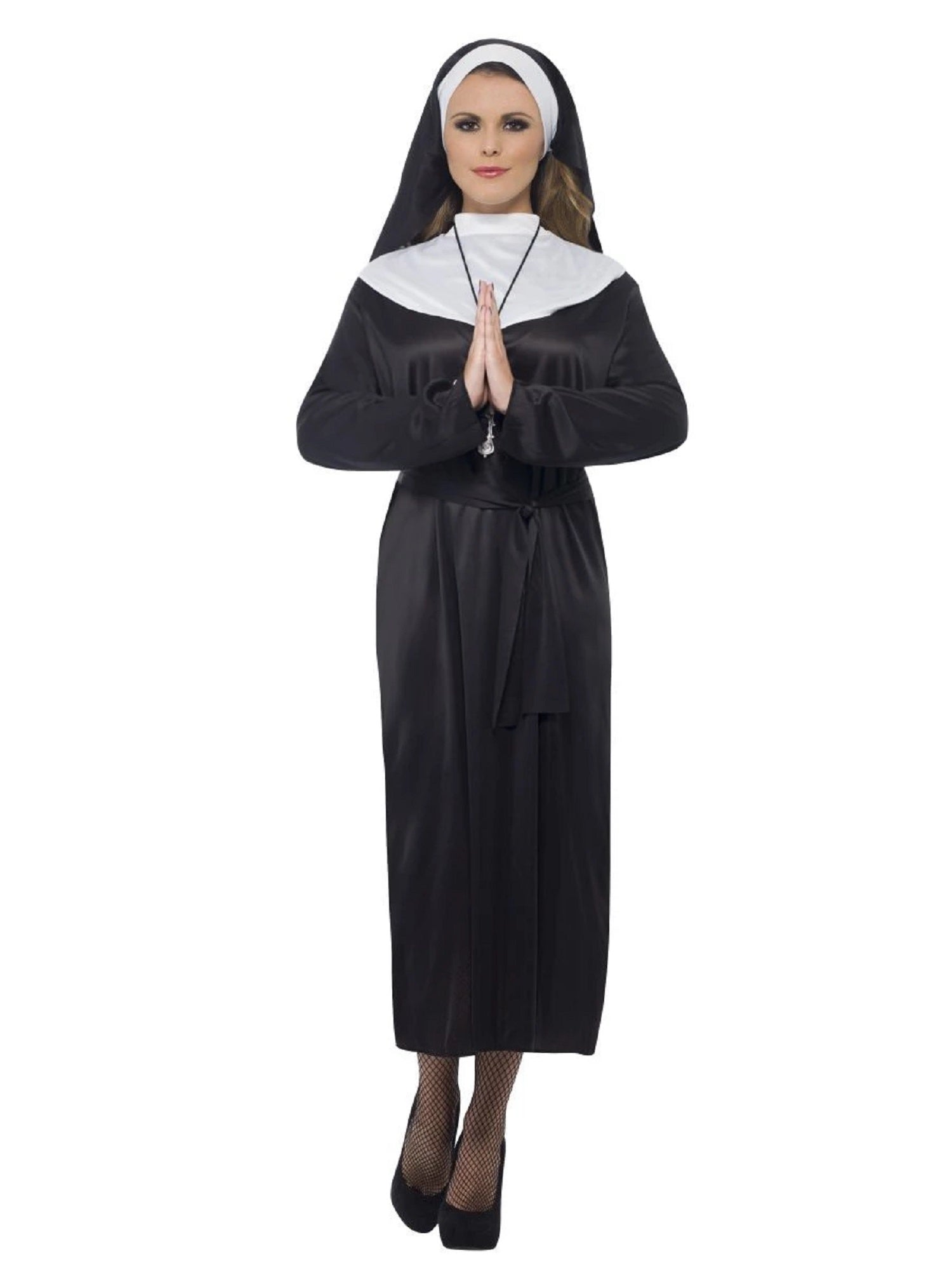 40" Black and White Nun Women Halloween Costume - Medium