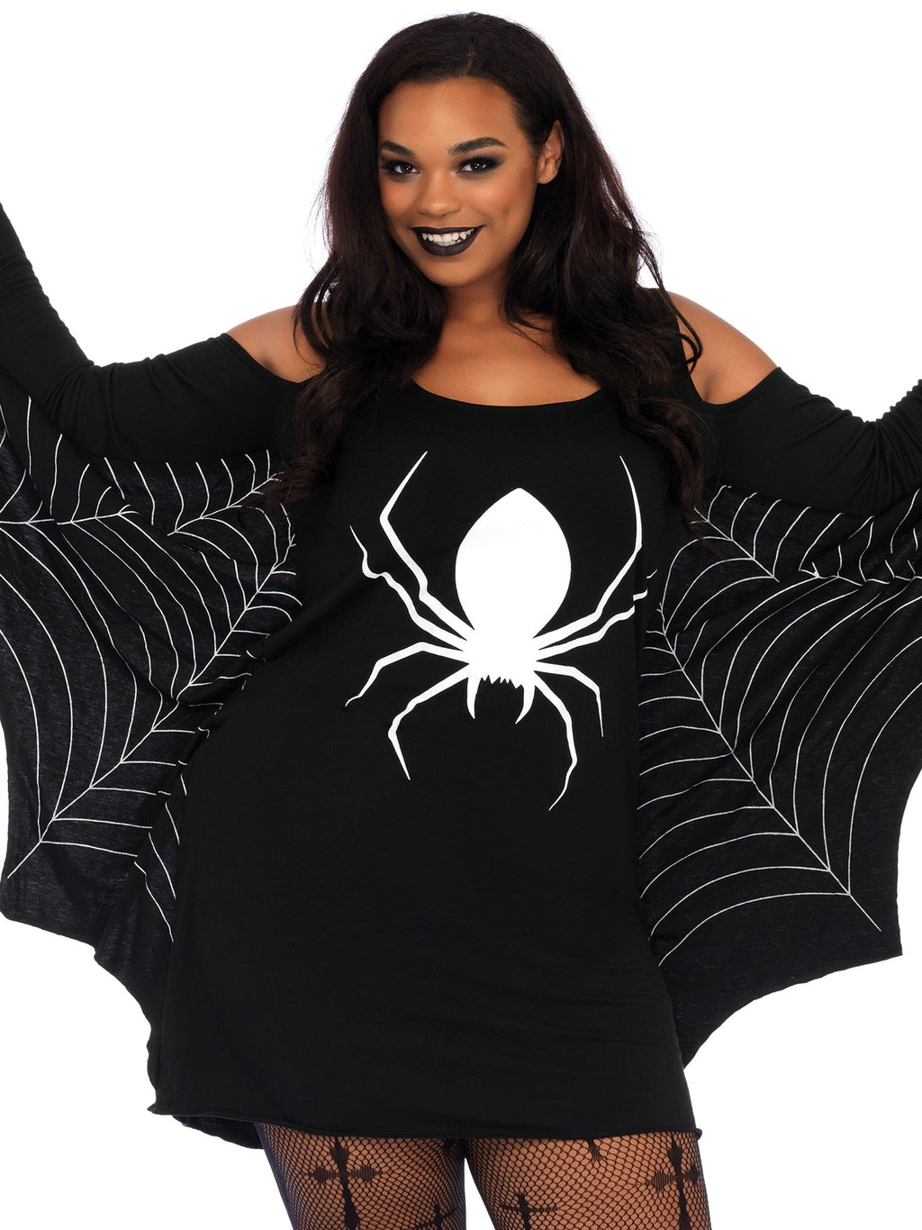 Leg Avenue Jersey Spiderweb Extra Roomy Women's Halloween Fancy-Dress Costume for Adult, Plus XL Plus