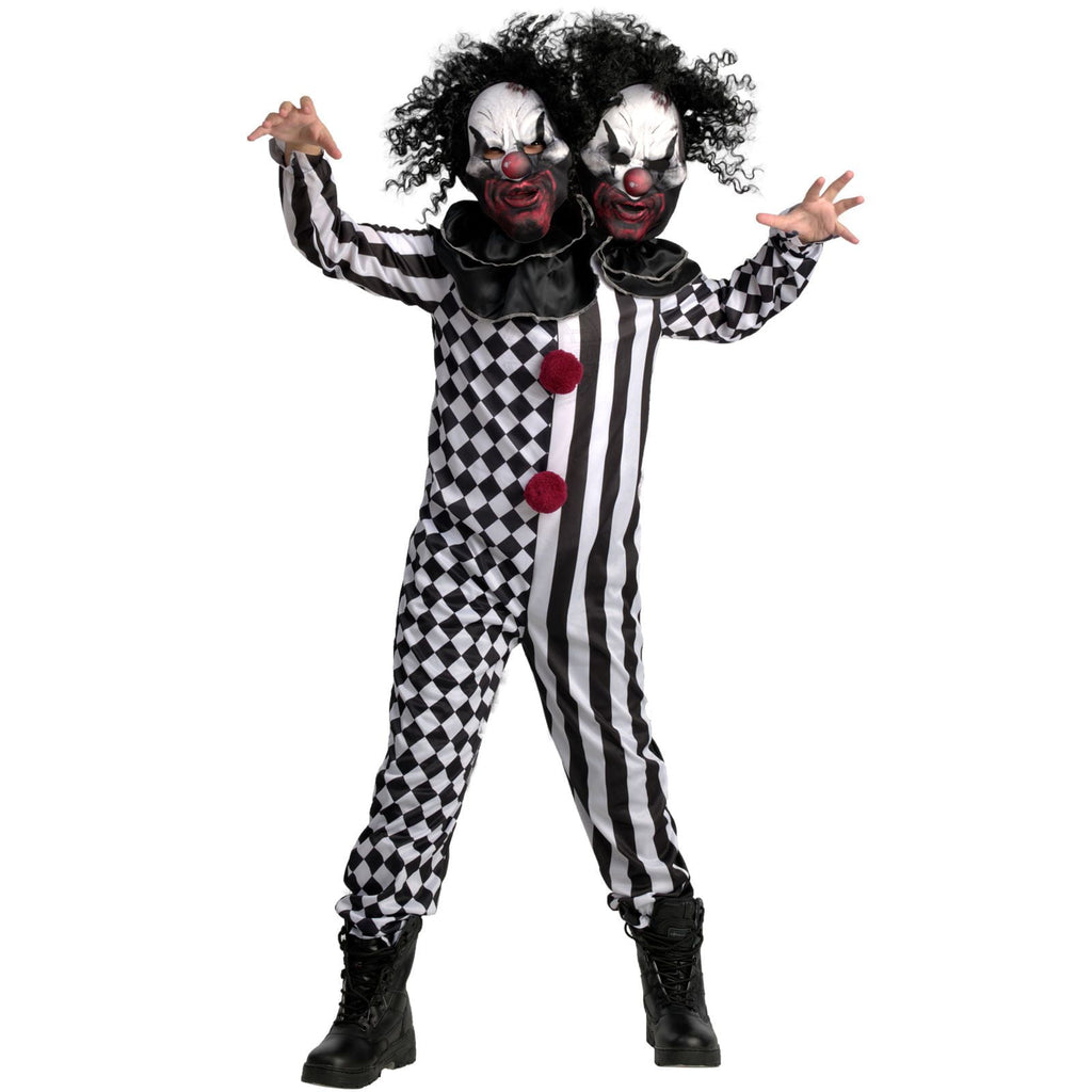  Kids 2 Headed Killer Clown Costume Boys Girls Halloween Halloween Multi-color S