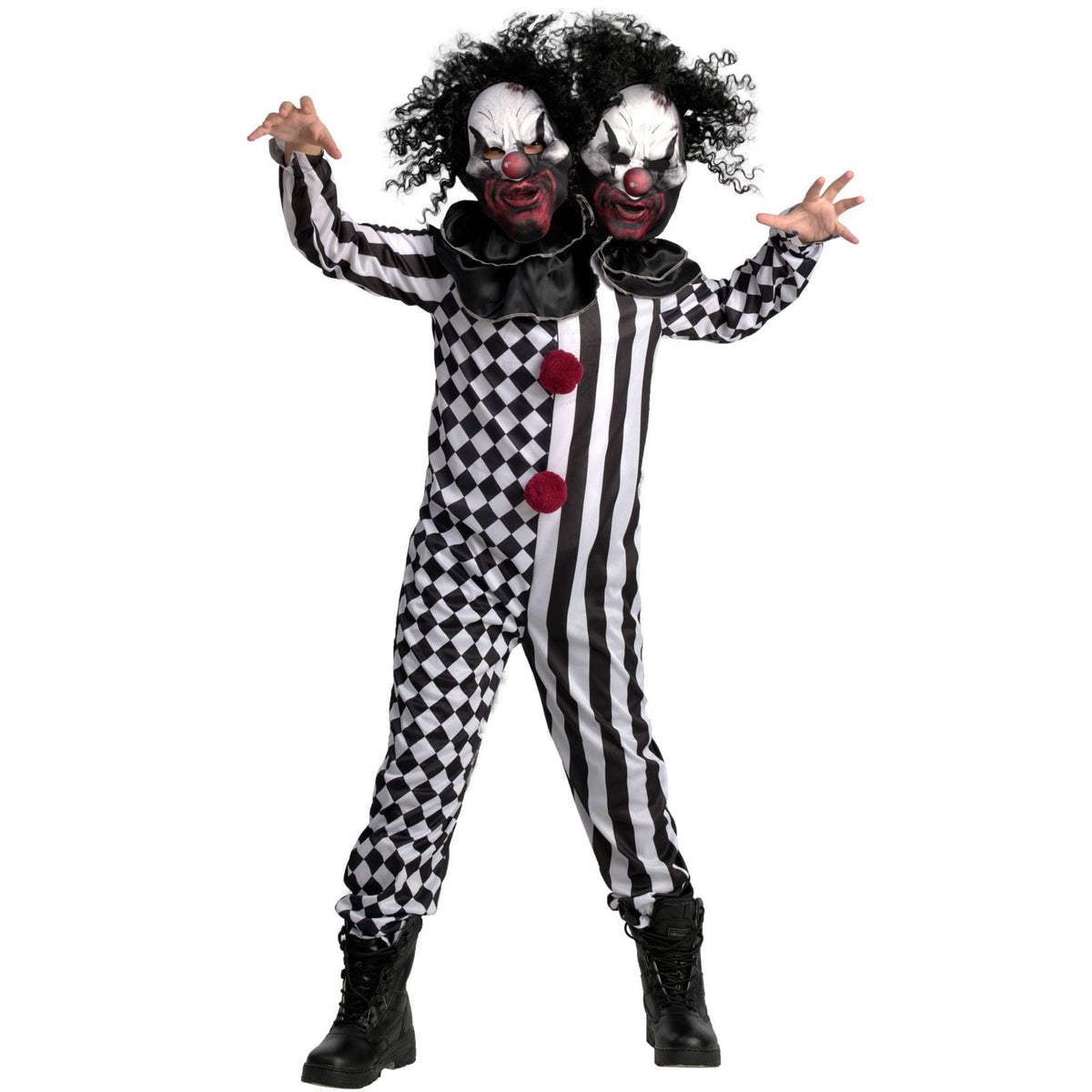  Kids 2 Headed Killer Clown Costume Boys Girls Halloween Halloween Multi-color S