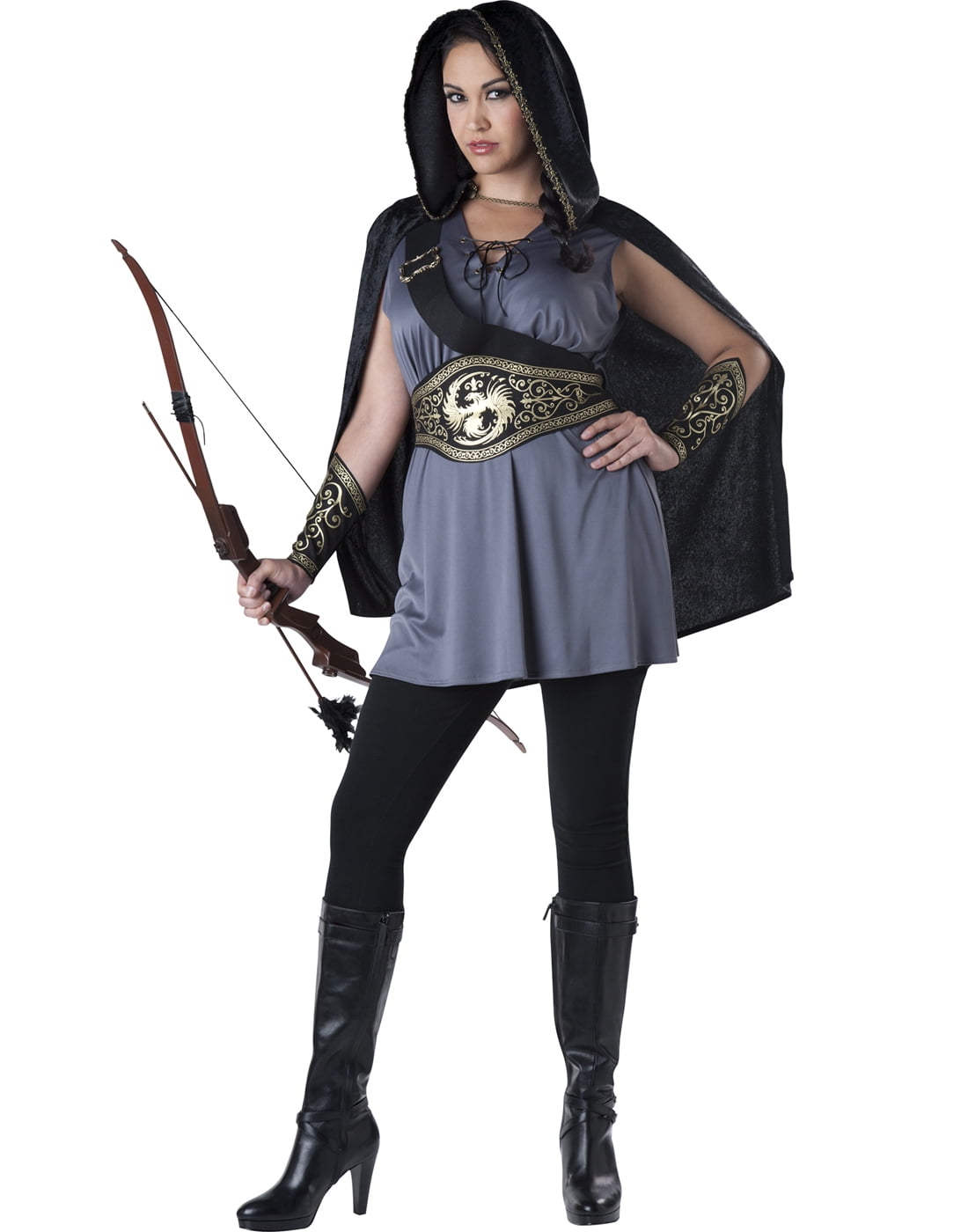  Hooded Huntress Dress Halloween Fantasy Costume Female, Adult 18-64, Multi-Color