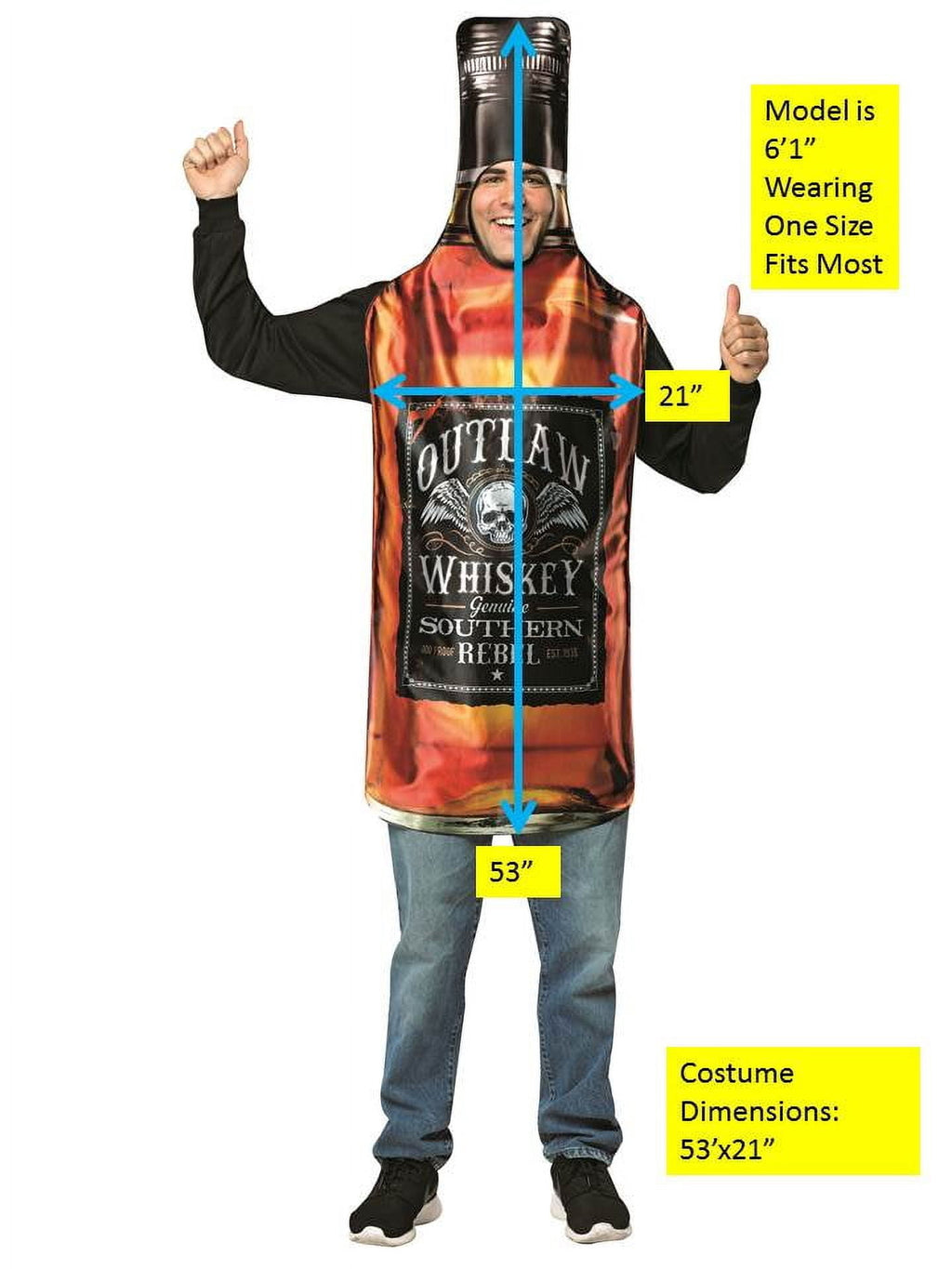  Get Real Whisky Bottle Halloween Costume, Adult One Size Fits Most, Brown