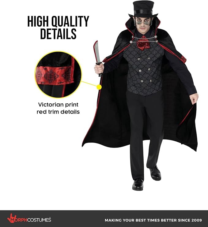  Mens Jack the Ripper Costume Adult Serial Killer Halloween Halloween Black M