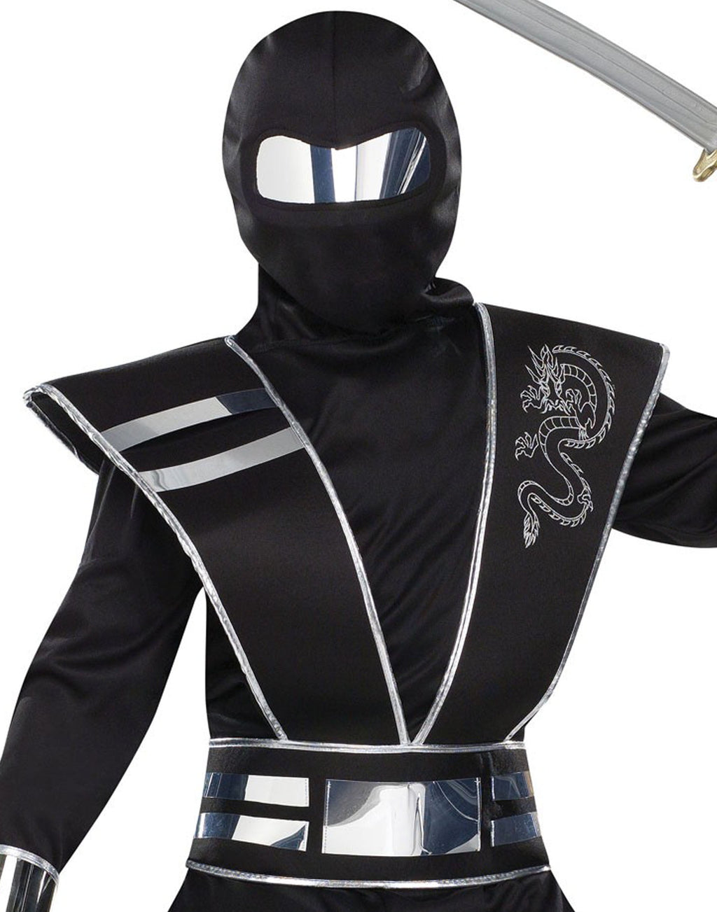 Silver Mirror Ninja Girl's Halloween Fancy-Dress Costume for Child, S