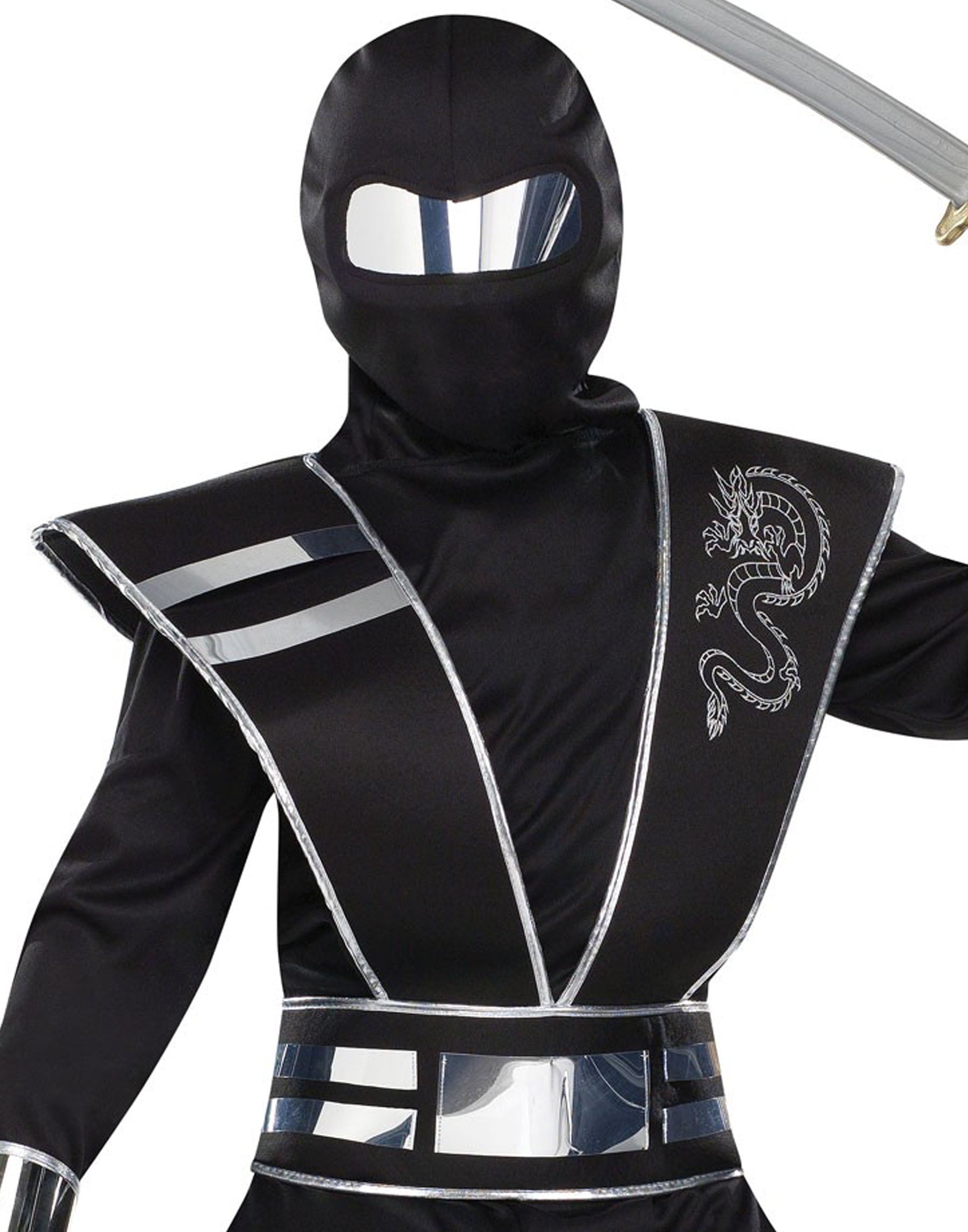  Silver Mirror Ninja Girl's Halloween Fancy-Dress Costume for Child, S