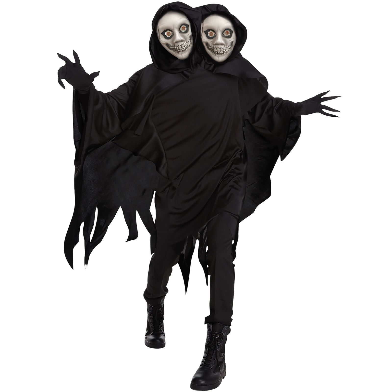  Kids 2 Headed Ghoul Costume Boys Girls Grim Reaper Death Halloween Halloween Black L