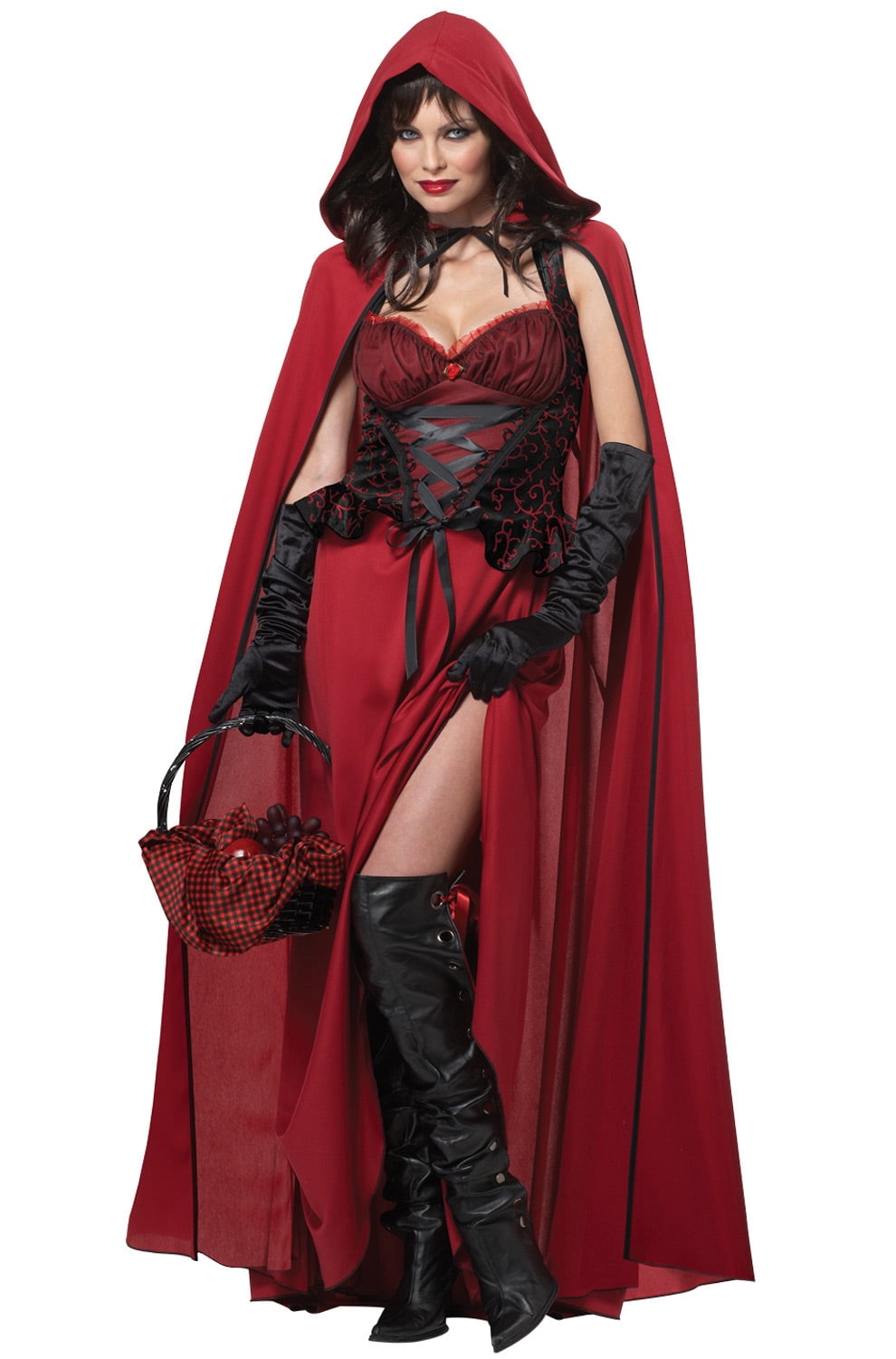 Dark Red Riding Hood Women's Halloween Fancy-Dress Costume for Adult, XL