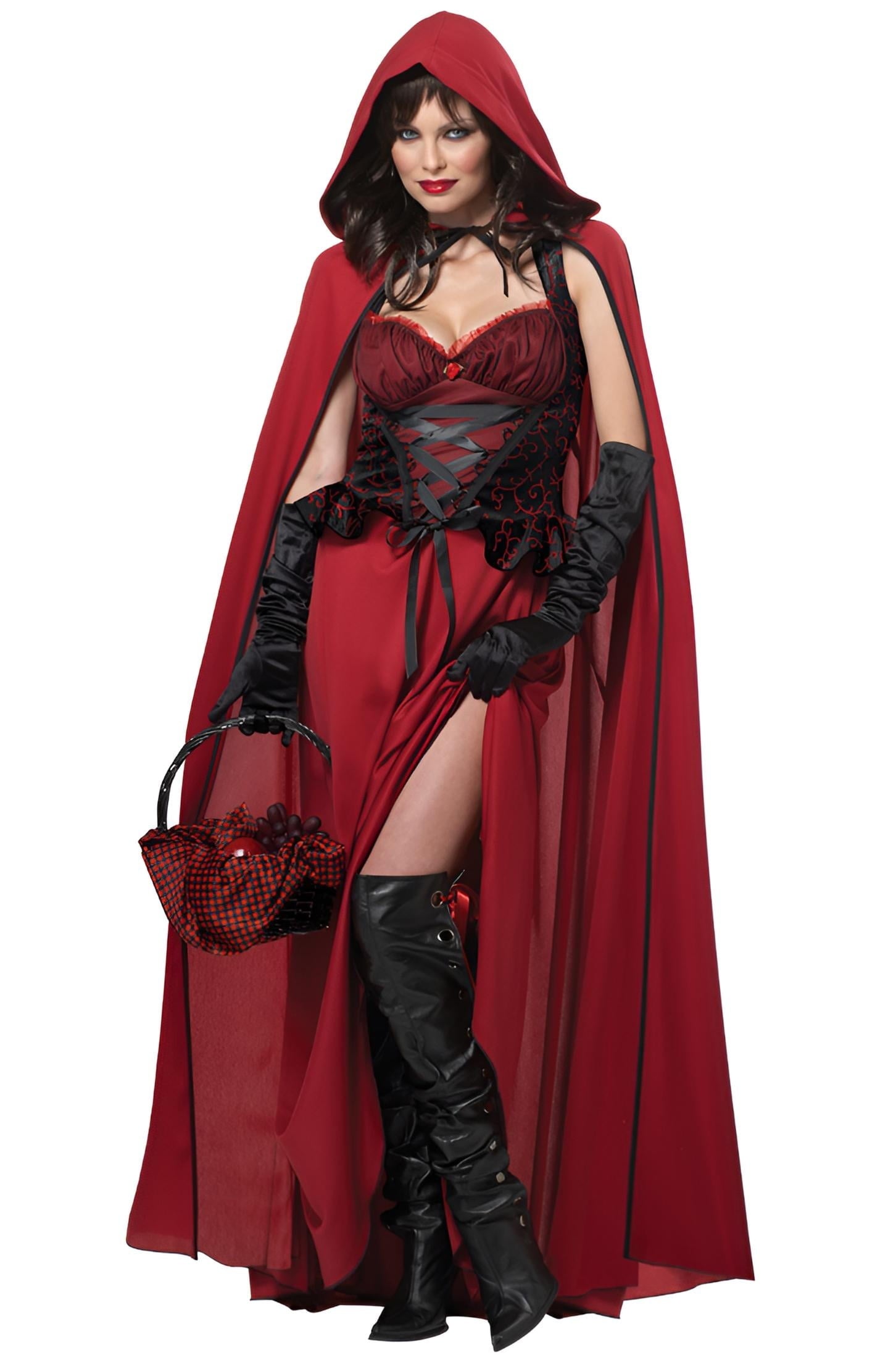 Spookyfits™ Dark Red Riding Hood Women's Halloween Costume for Adult