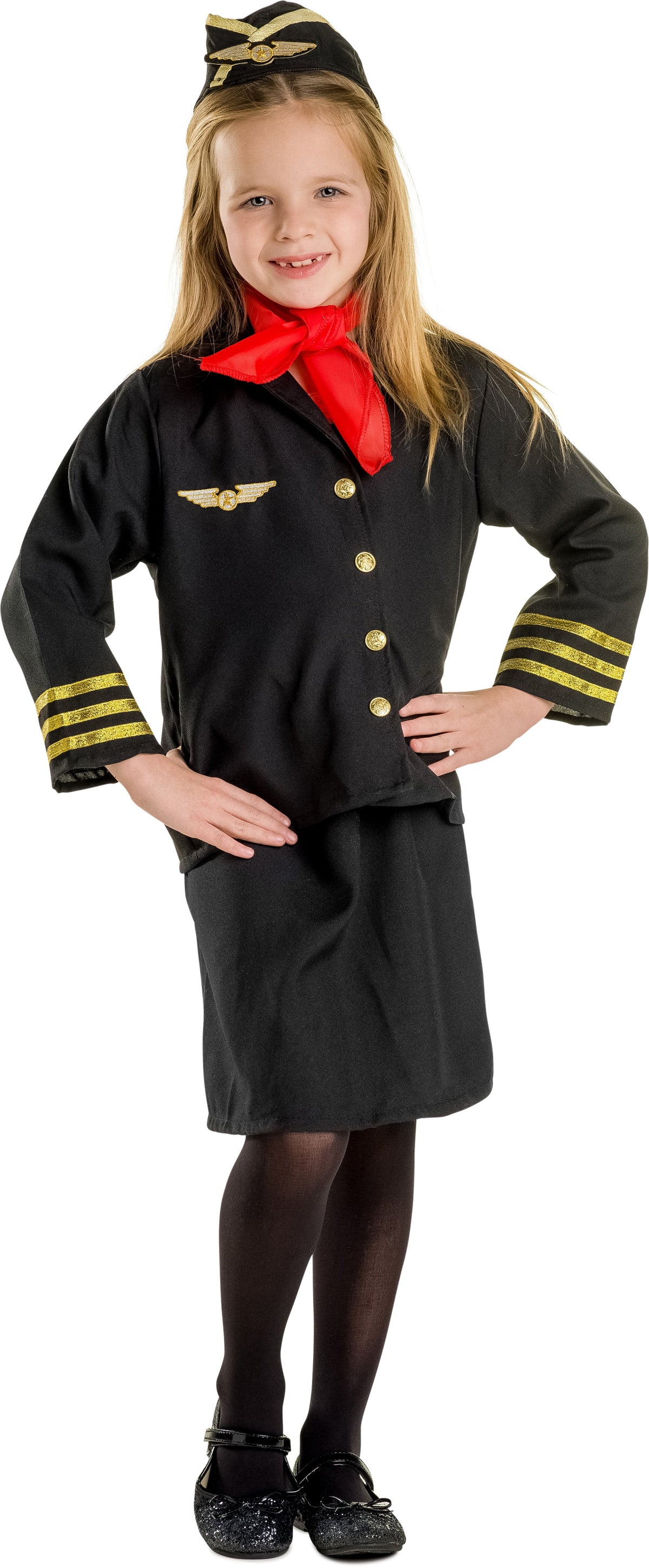  Flight Attendant Costume for Kids - Stewardess Costume Set for Girls - X-Large