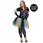  Funky Punk Bones Skeleton Halloween Fancy-Dress Costume for Adult, Women's Plus XL