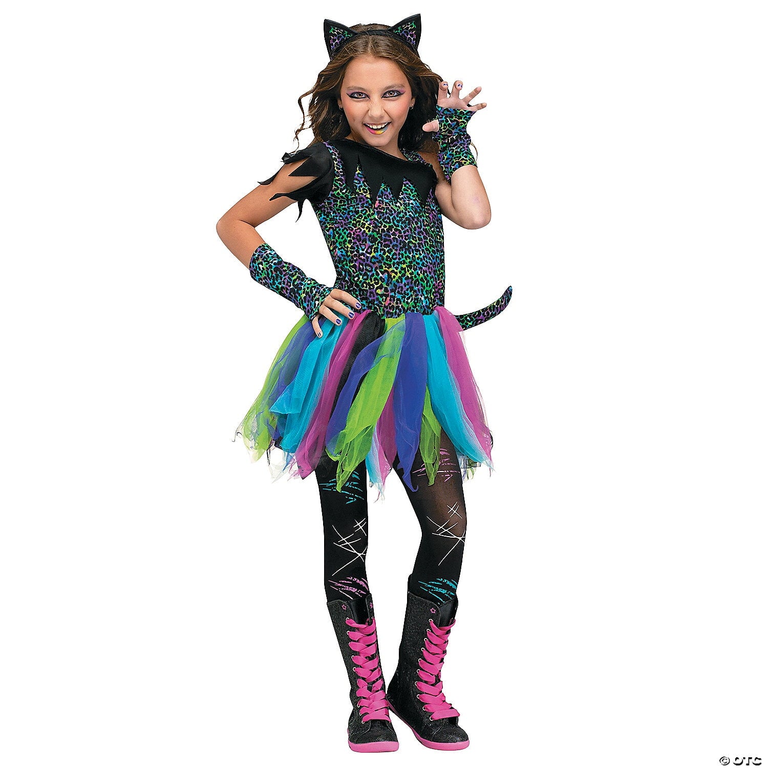  Rainbow Cat Costumes Halloween Fancy-Dress Costume for Child, Little Girls L (12-14)