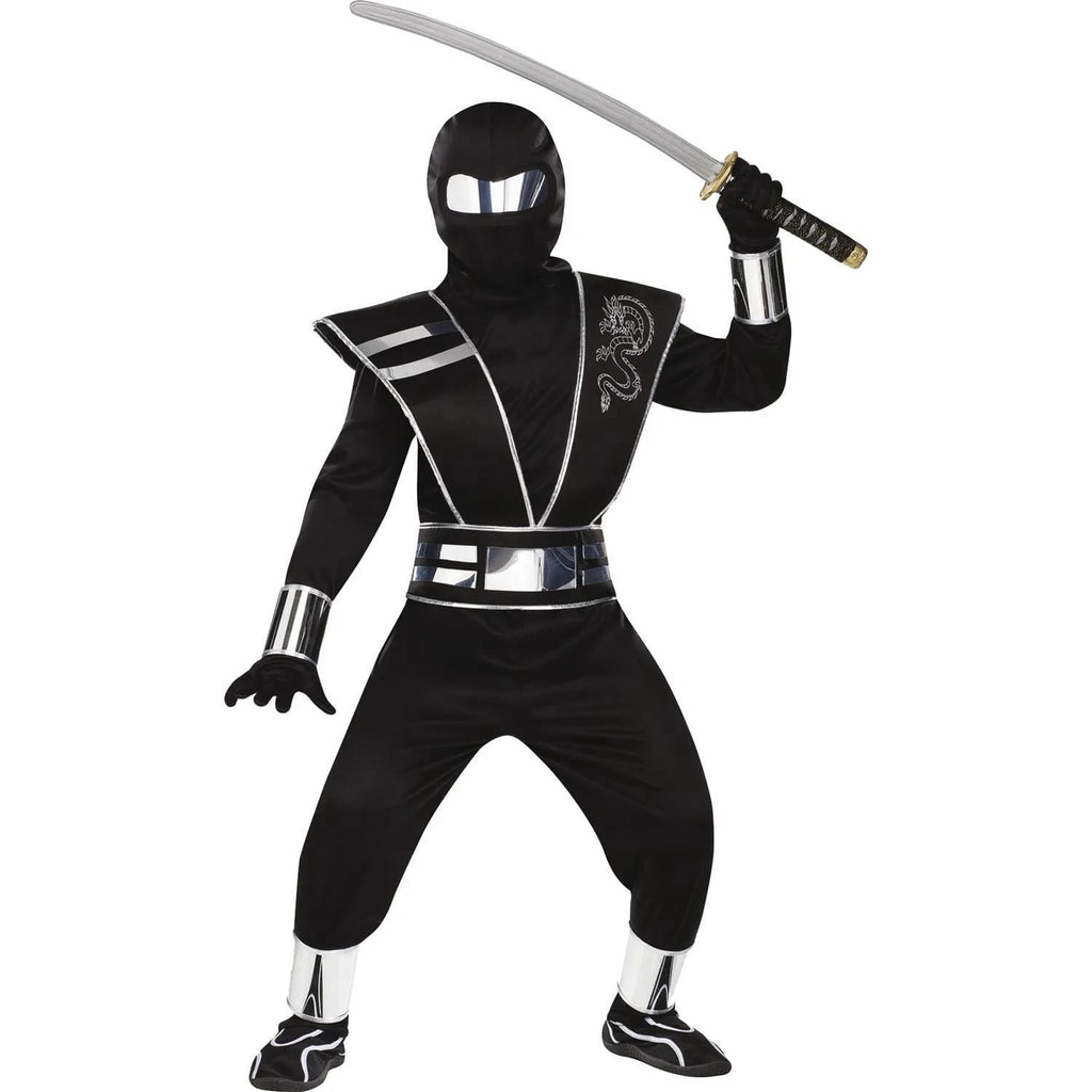  Silver Mirror Ninja Girl's Halloween Fancy-Dress Costume for Child, S
