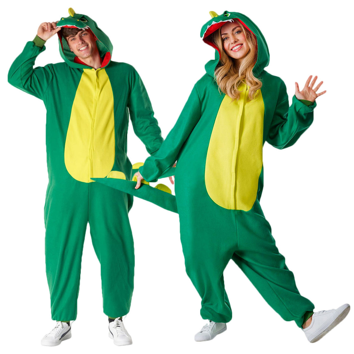  Adult Dinosaur Pajama Costume Mens Womens T Rex Halloween Jumpsuit Halloween Green L