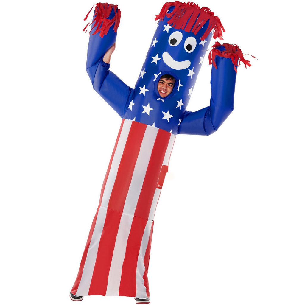  Adult Inflatable Tube Man Costume Funny Blow Up Wavy Arm USA Flag Halloween Purple One Size