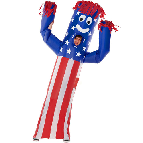  Adult Inflatable Tube Man Costume Funny Blow Up Wavy Arm USA Flag Halloween Purple One Size