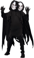  Kids 2 Headed Ghoul Costume Boys Girls Grim Reaper Death Halloween Halloween Black L