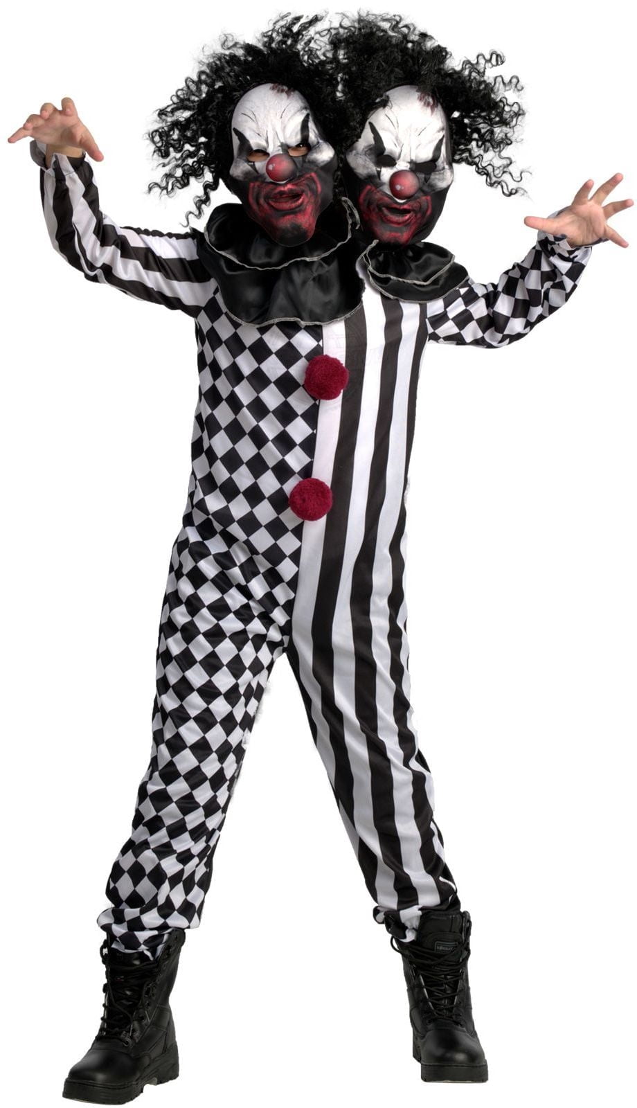  Kids 2 Headed Killer Clown Costume Boys Girls Halloween Halloween Multi-color S