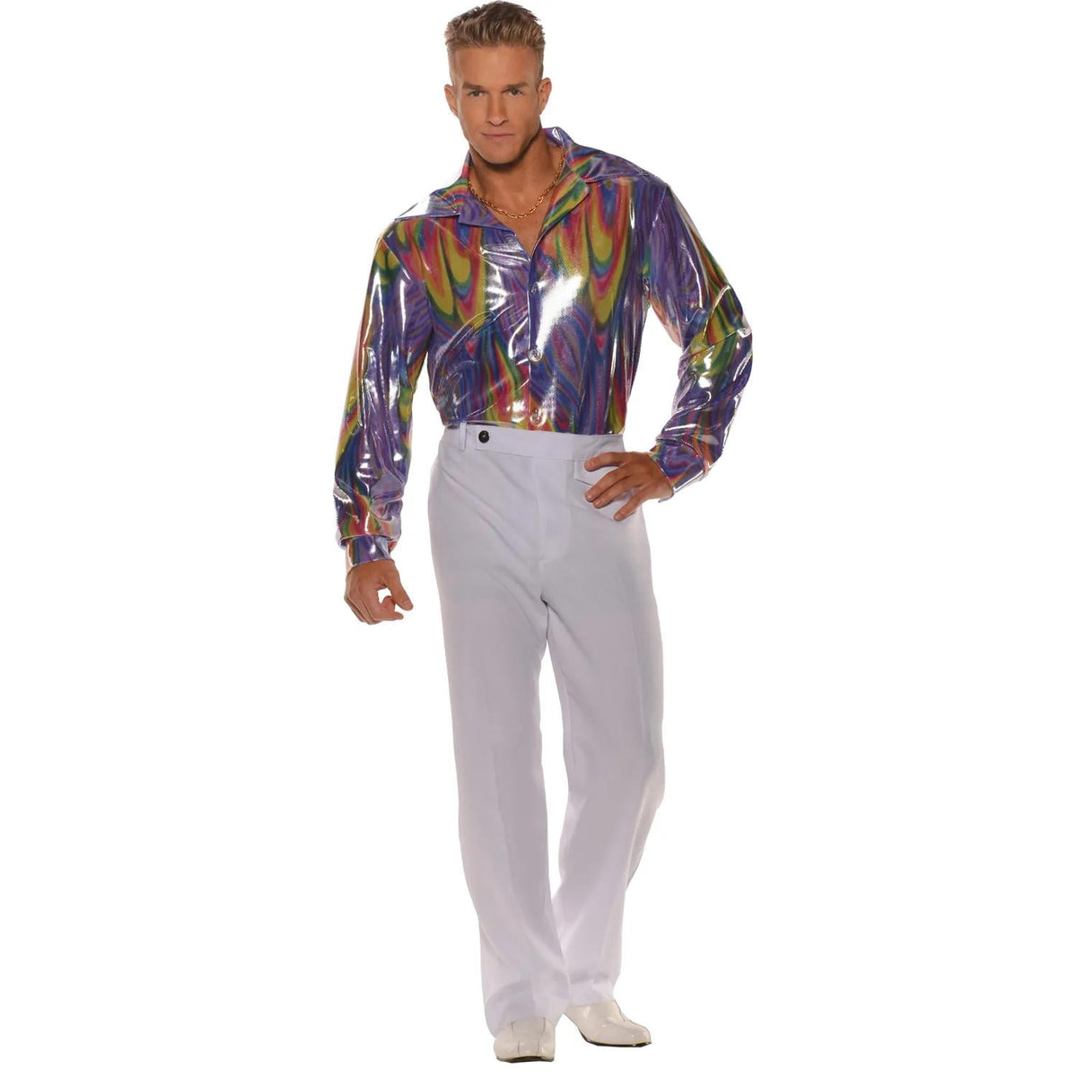  Groovey Disco Shirt Men's Halloween Fancy-Dress Costume for Adult, One Size