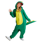  Adult Dinosaur Pajama Costume Mens Womens T Rex Halloween Jumpsuit Halloween Green L
