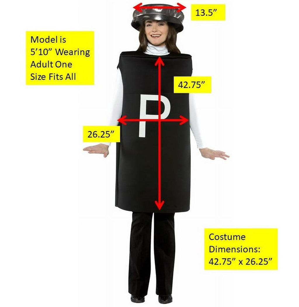  Black Pepper Shaker Halloween Costume, Adults, One Size Fits Most