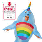  Kids Inflatable Narwhal Costume Boys Girls Blow Up Rainbow Fish Halloween Blue One Size