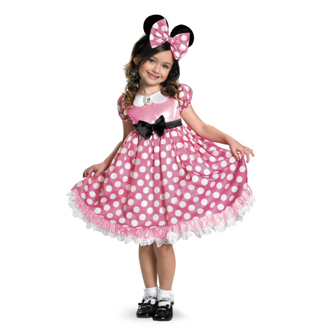  Clubhouse Minnie Mouse Glow in the Dark Girl's Halloween Fancy-Dress Costume for Toddler, 3T-4T