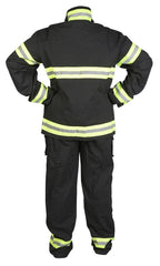 Jr. Firefighter Gear, Black, Adult Large, Pants, Coat, & Suspenders, Fits 5'8"+ *****HELMET SOLD SEPERATLY*****