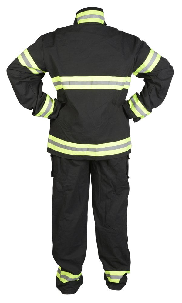  Jr. Firefighter Gear, Black, Adult Large, Pants, Coat, & Suspenders, Fits 5'8"+ *****HELMET SOLD SEPERATLY*****