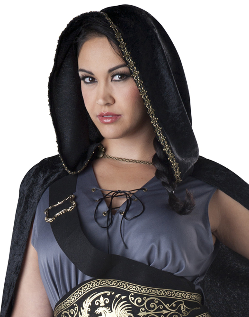  Hooded Huntress Dress Halloween Fantasy Costume Female, Adult 18-64, Multi-Color
