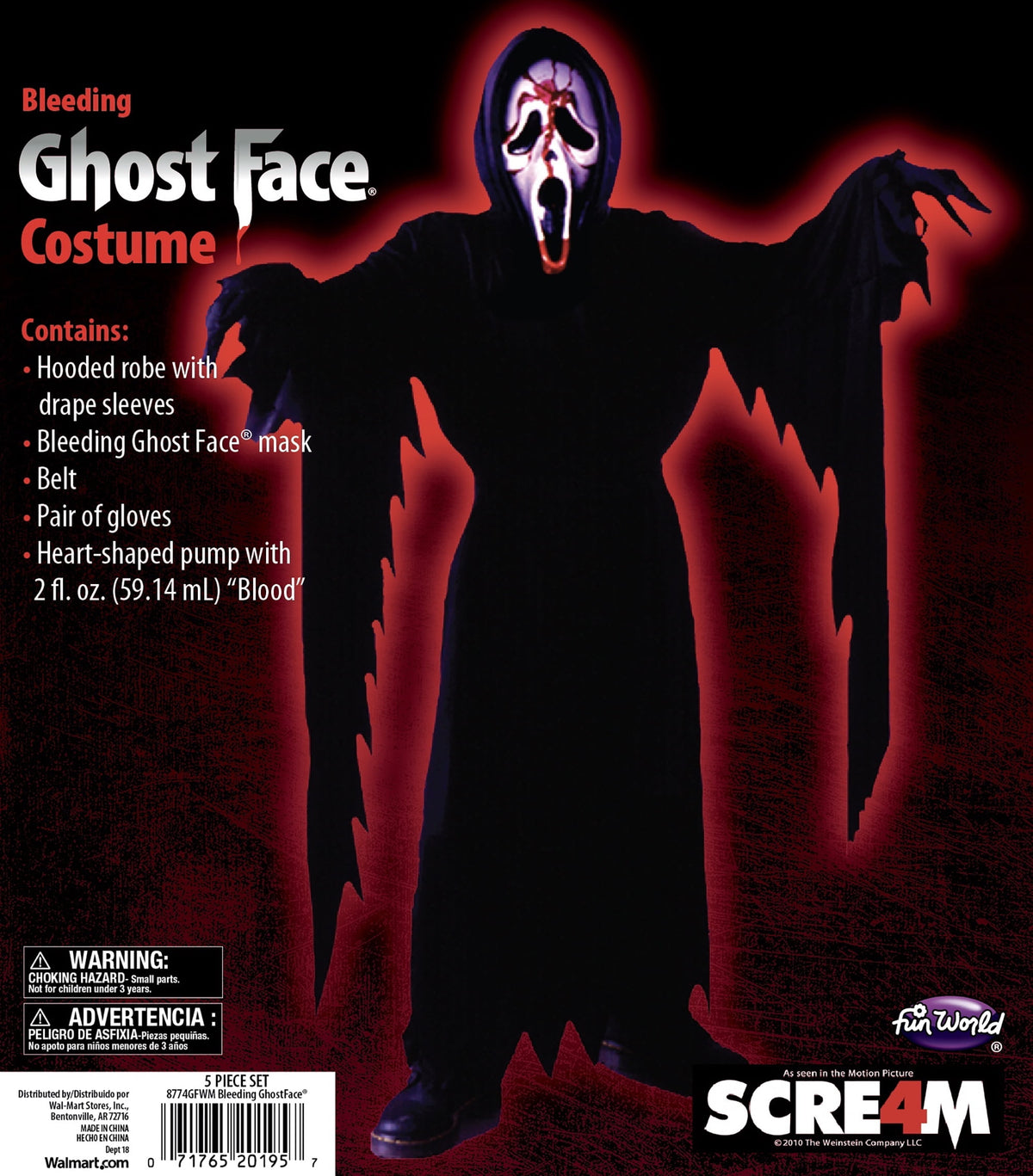 Officially Licensed Bleeding Ghost Face Halloween Costume for Children, Boys Size L (10/12), by 