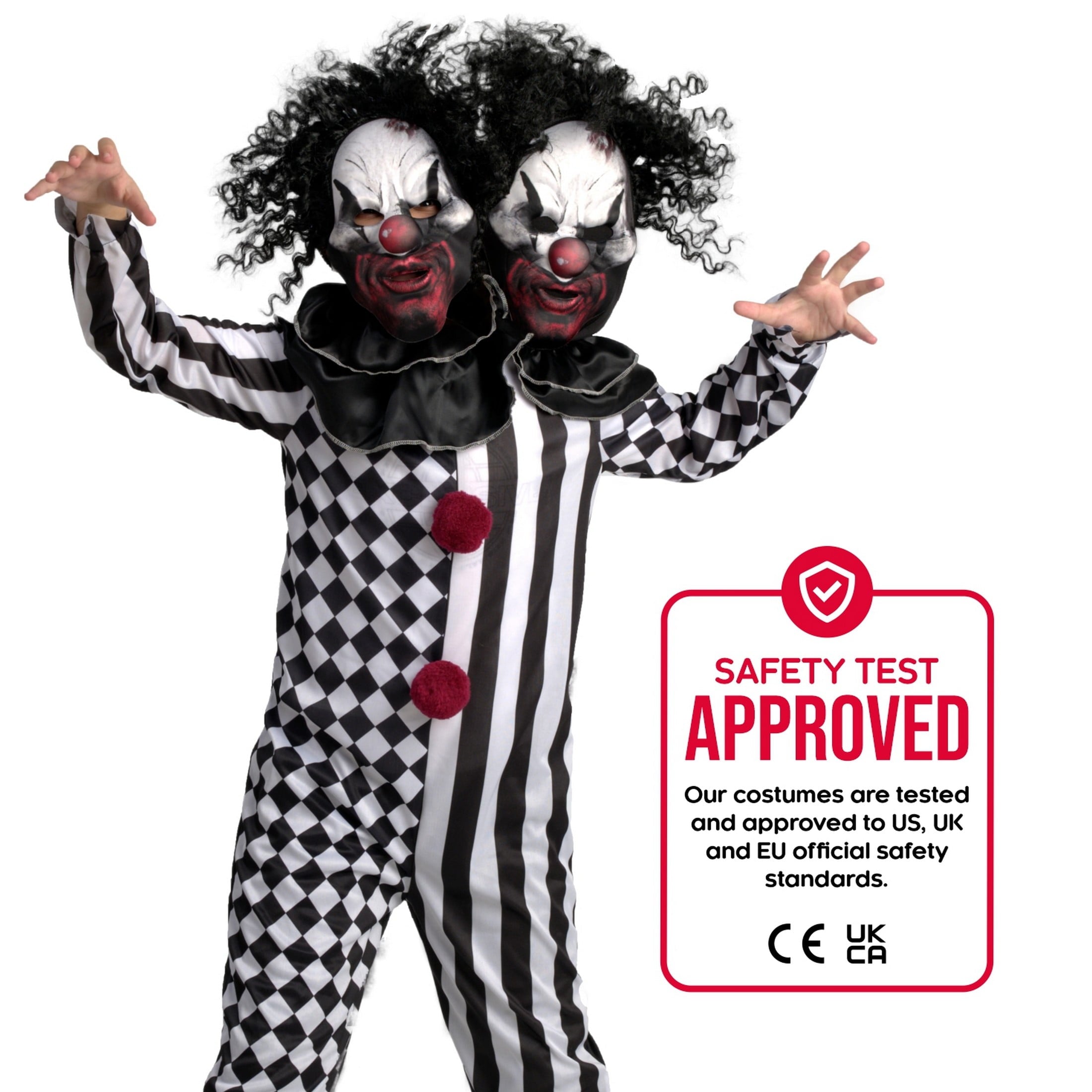  Kids 2 Headed Killer Clown Costume Boys Girls Halloween Halloween Multi-color S