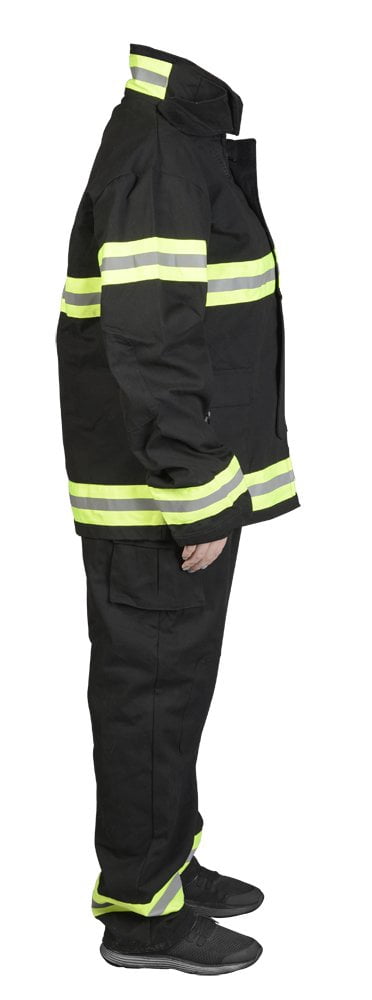  Jr. Firefighter Gear, Black, Adult Large, Pants, Coat, & Suspenders, Fits 5'8"+ *****HELMET SOLD SEPERATLY*****