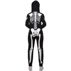  Womens Skeleton Costume Adult One Piece Halloween Pajama Jumpsuit Halloween black M