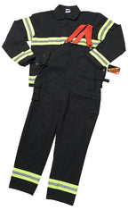  Jr. Firefighter Gear, Black, Adult Large, Pants, Coat, & Suspenders, Fits 5'8"+ *****HELMET SOLD SEPERATLY*****